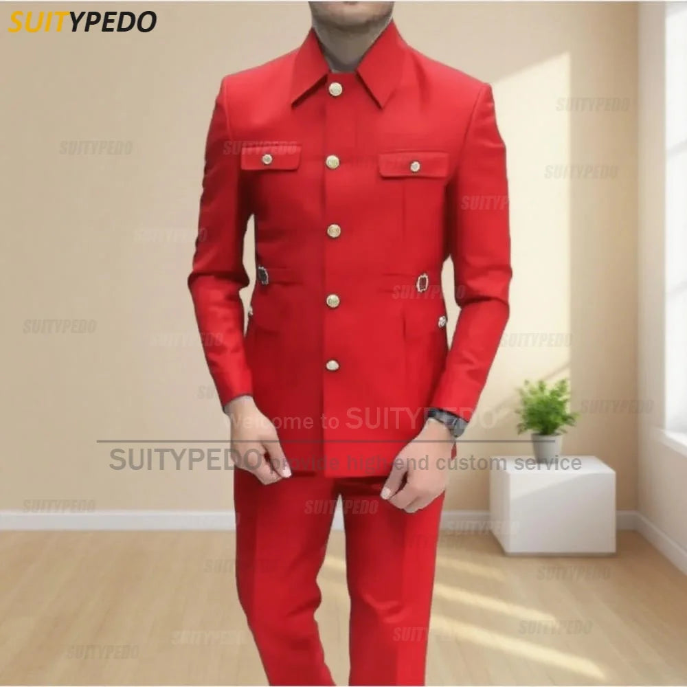 New Design  Men's Suit Sets Formal Slim Fit Prom Hommes 2 Pieces Blazer And Pants Fashion Single Breasted For Special Occasions