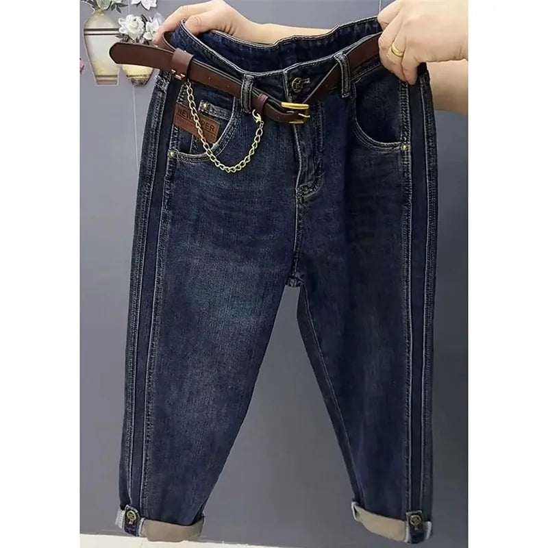 High Waist Casual Large Size 5XL Cowboy Ladies Pantalons Spring Summer Jeans Women Pants Fashion Straight Tube Female Trousers