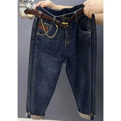 High Waist Casual Large Size 5XL Cowboy Ladies Pantalons Spring Summer Jeans Women Pants Fashion Straight Tube Female Trousers