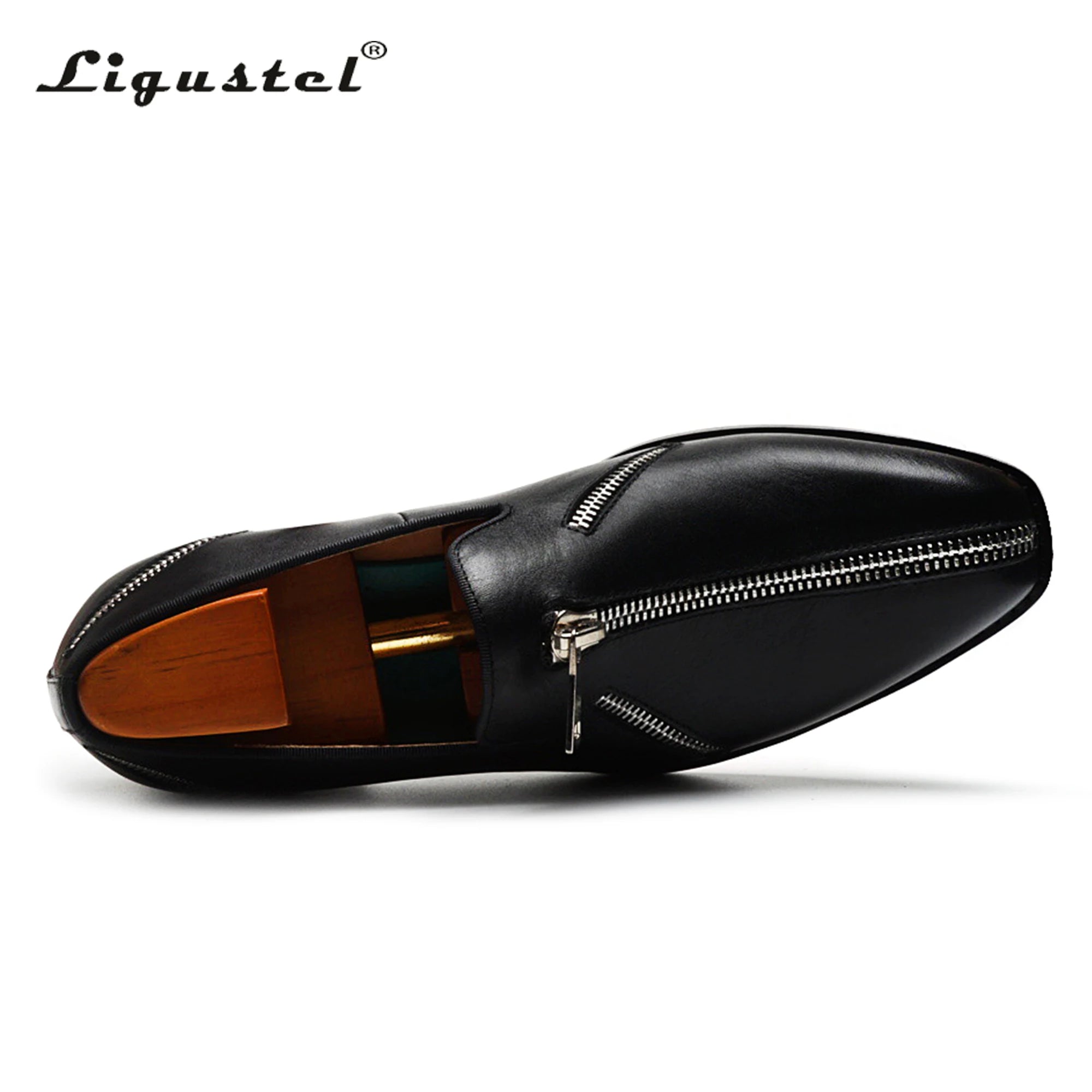 Ligustel Man Original Handmade Red Bottom Shoes Men Fashion Wedding Party Black Leather Loafers Shoes for Men with Free Shipping