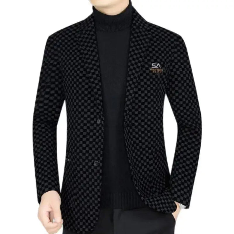 Winter Add Velvet Woolen Suit Jackets Men Thick Warm Wedding Blazers Brand Casual Business Dress Coat Social Office Streetwear