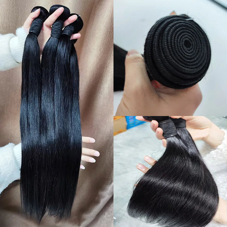 ALIANNA 26-Zoll-Echthaar-Bündel 10A brasilianisches unbehandeltes Haarwebe 30 38 40 Zoll glatte Echthaar-Bündel Haarverlängerungen