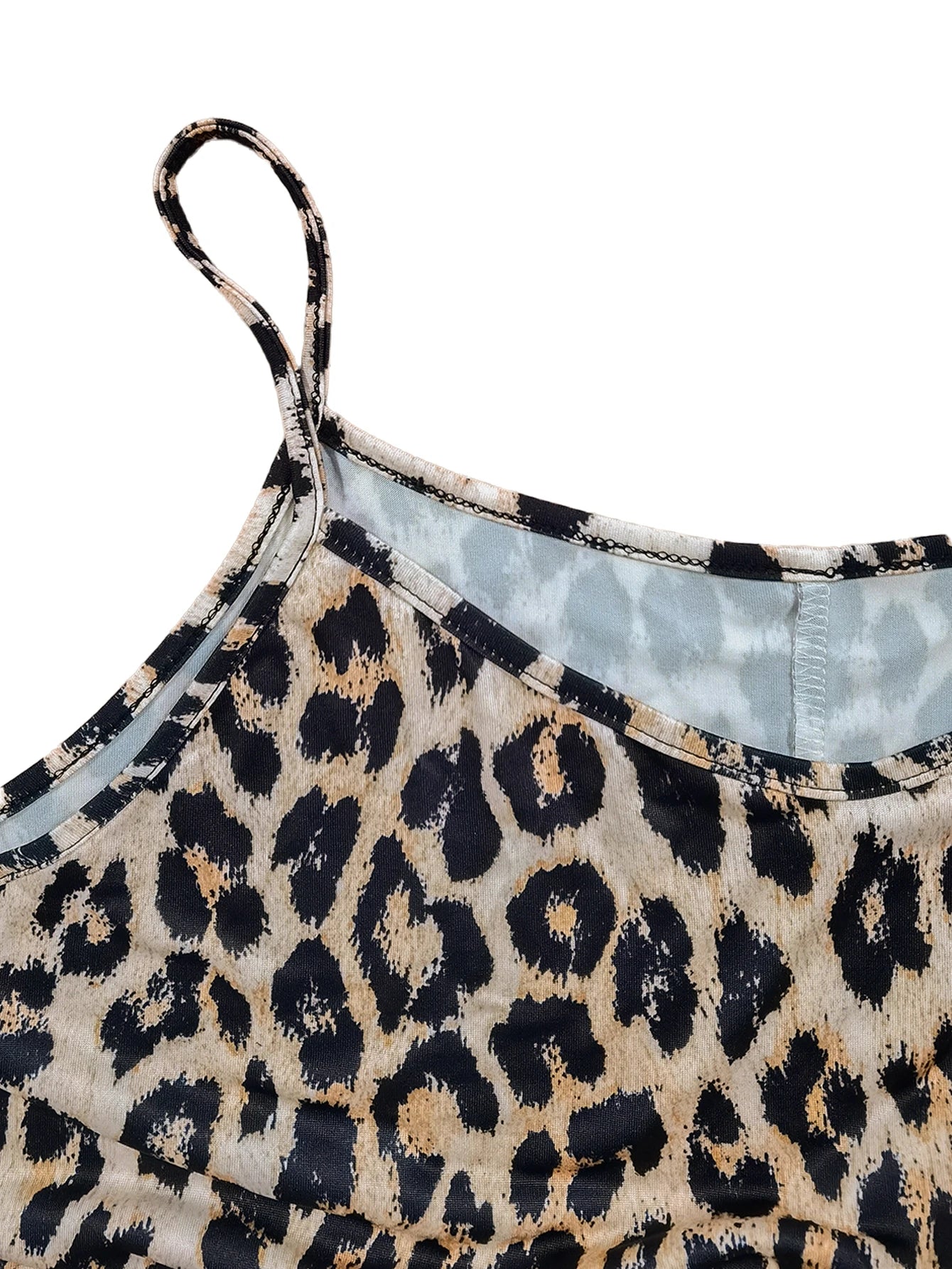 Maxikleid in Übergröße mit Leopardenmuster und Spaghettiträgern, lässige Strand- und Urlaubskleidung, trendige Sommermode für Damen