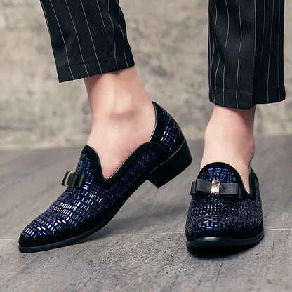 Men Evening formal Dress Rhinestone Shoes Loafers Casual Prom Wedding Party Leather slip on Shoes Men Silver Plus Size 48
