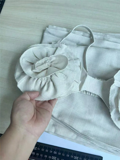 Joskaa Elegant 2 Piece Sets Women Sexy 3D Flower Crop Camisole and Straight Leg Pants Matching  Summer Vacation Streetwear
