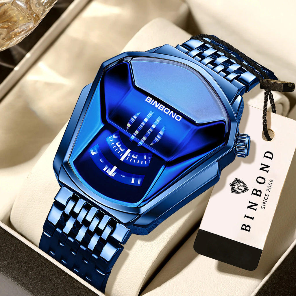 BINBOND Iron Man Face Orginal Brand Quartz Watches For Man Luxury Waterproof Men's Watch Sturdy Reloj Free Ship