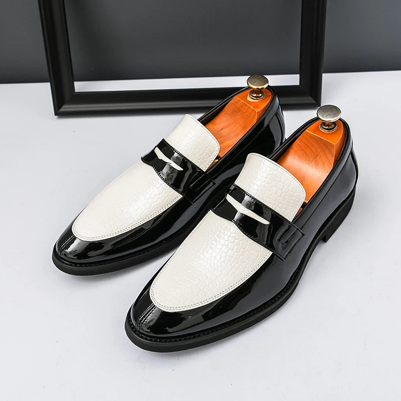 Loafers Shoes Men Color Blocked Business Casual Fashion Round Head Formal Wedding Shoes