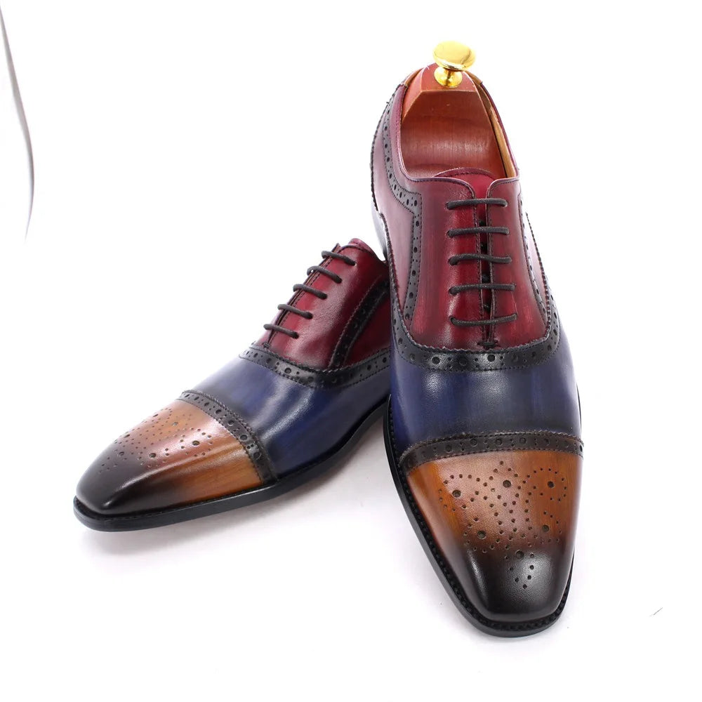 Herren dreifarbige Oxford-Schuhe Britische Leder-Abendschuhe Mode Chelsea High-End Herren handgefertigte Lederschuhe Zapatillas Hombre