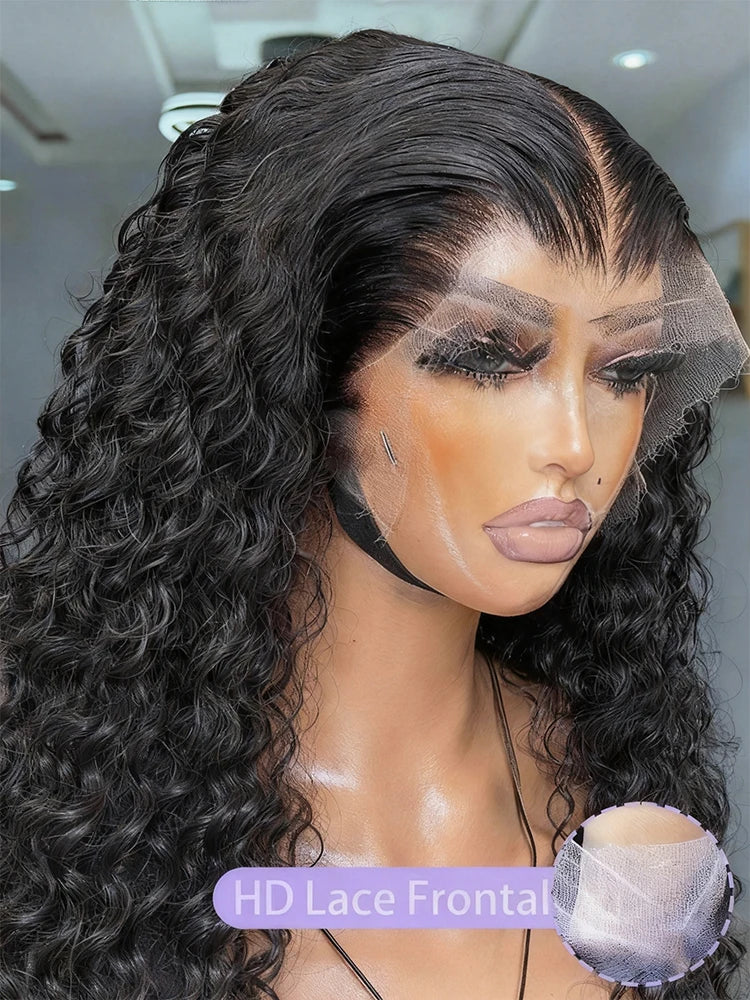 300% High Density Loose Deep Wave 40 46 50 Inch 13x6 13x4 HD Lace Frontal Human Hair Wig Brazilian 360 Full Curly Wigs For Women