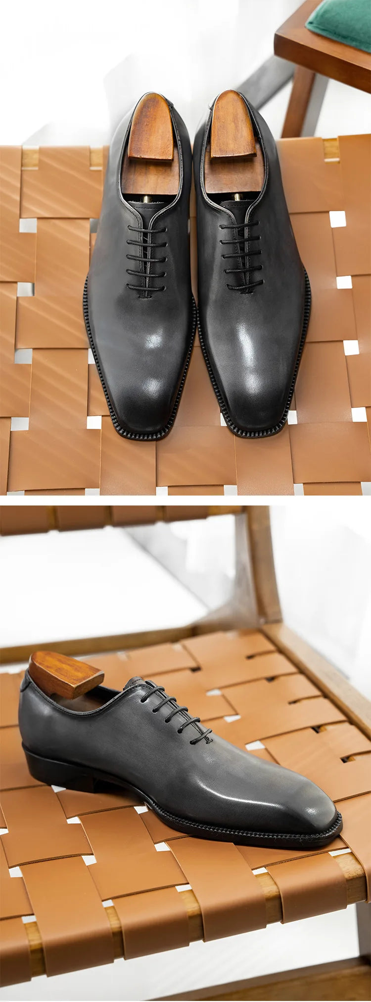 Luxuriöse Herren-Business-Schuhe aus echtem Leder, handgefertigte Whole Cut Oxfords, Schnürschuhe mit spitzer Zehe für Hochzeiten