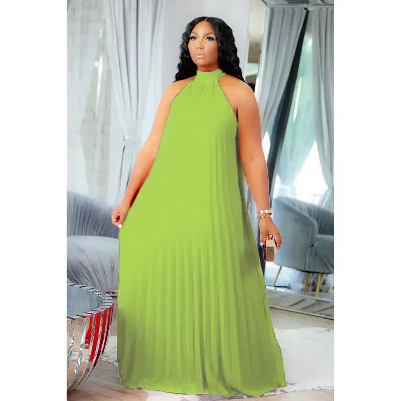 Wmstar Damen Übergröße Langarmkleid Ärmellos Bandage Neckholder Hohl Gesplitzt A-Linie Maxikleider Outfits Großhandel Dropshipping