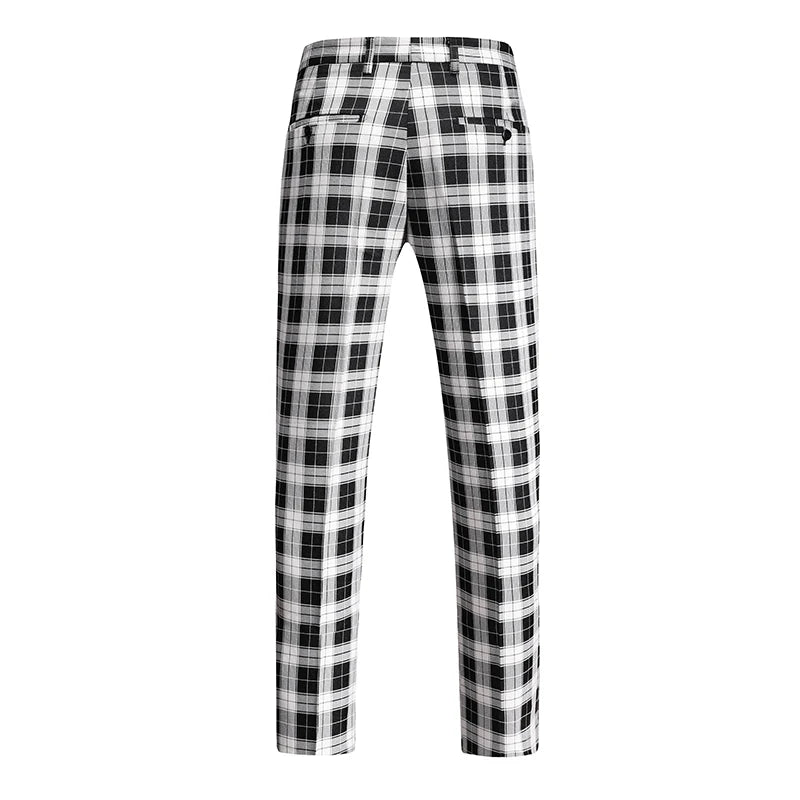 New Autumn Men's Asian Size Slim Fit Suit Pants, Black White Plaid Pant, Red Blue Vertical Striped Trousers. M-5XL 6XL