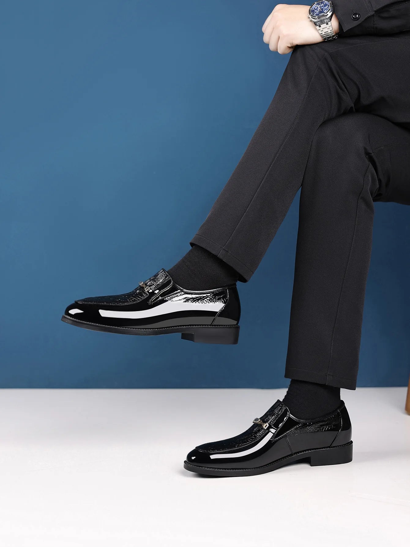 Luxury Men Dress Shoes Crocodile Leather Business Casual Shoes for Men Wedding Party Shoes High Quality Slip on Loafers Big Size