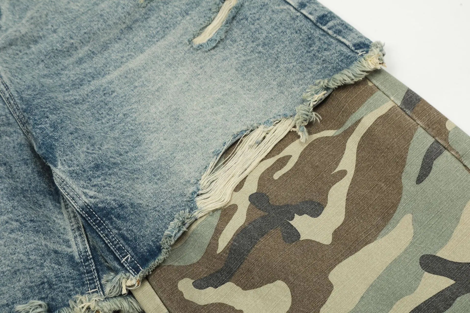 PFNW Niche Design Men's Jeans Washed Distressed Colorblock Splic Fake Two Piece Loose Straight Trousers Wide Leg Pants 28W5474