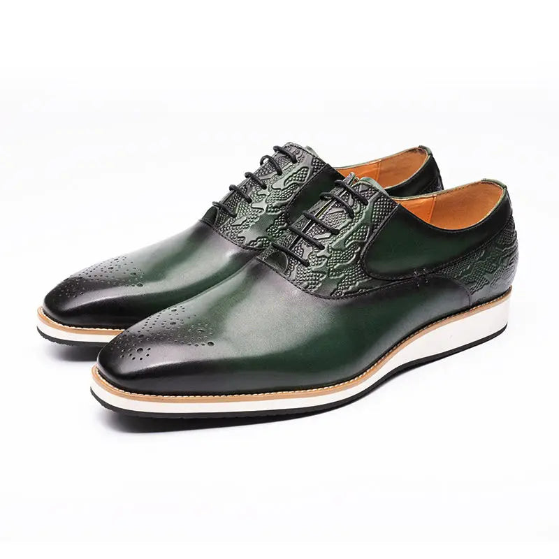 2023 New Design Casual Mens Business Formal Shoes For Men Dress Green Genuine Leather Sneaker Shoes Geen Black