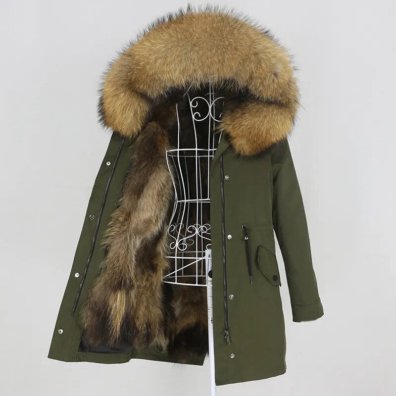 OFTBUY 2023 Long Waterproof Parka Real Fur Coat Winter Jacket Women Hood Natural Raccoon Fox Fur Outerwear Streetwear Detachable