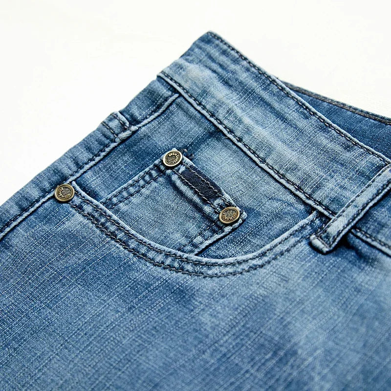 2025 Summer New Men's Denim Shorts Classic Black Blue Thin Section Fashion Slim Business Casual Jeans Shorts Male Brand