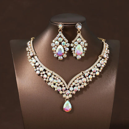 Itacazzo Bride Accessories Exquisite Necklace Earrings Three Piece Set&Suitable for Women's Wedding, Birthday, Party Matching