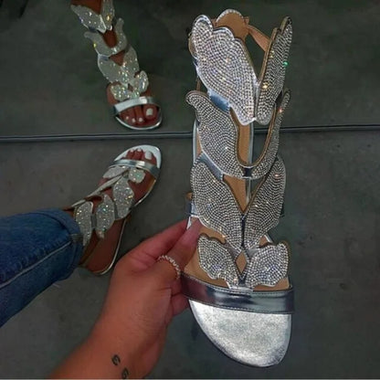 Summer Fashion Sandals for Women Plus Size Butterfly Crystal Gladiator Sandals Comfortable Open Toe Shoes Woman Sandalias