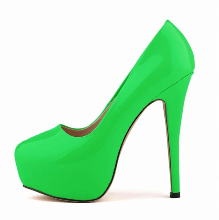 Sexy High Platform Party Shoes  New Women Concise Solid Patent Leather High Heels Shoes Fashion Shallow Wedding Shoes Woman