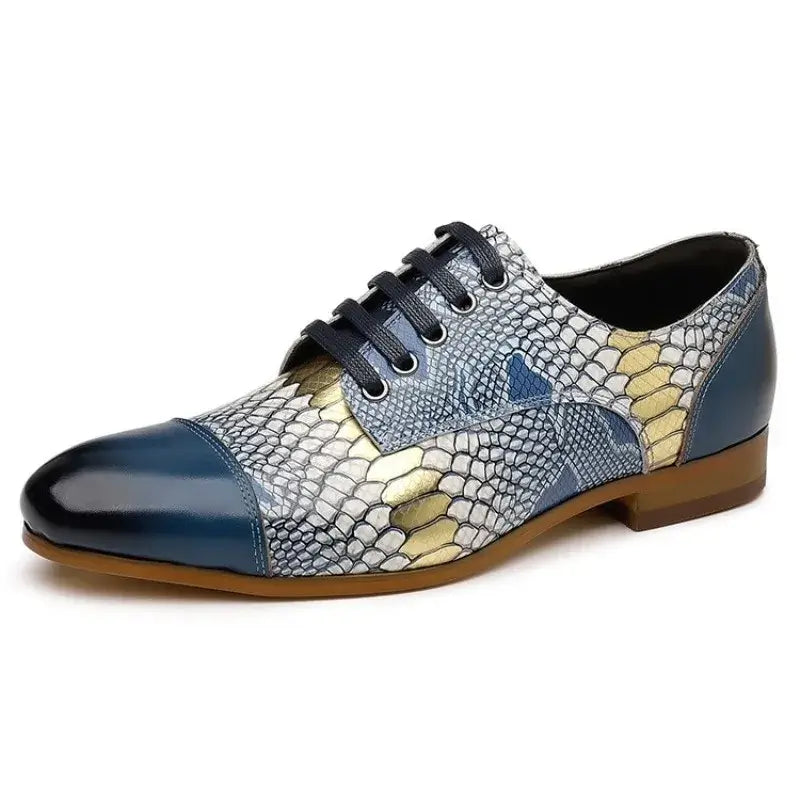 Luxusmarke Echtes Leder Herren Business Schuhe Mode Schlangenmuster Design Schnürschuhe Herren Business Anzug Bräutigam Hochzeitsschuhe