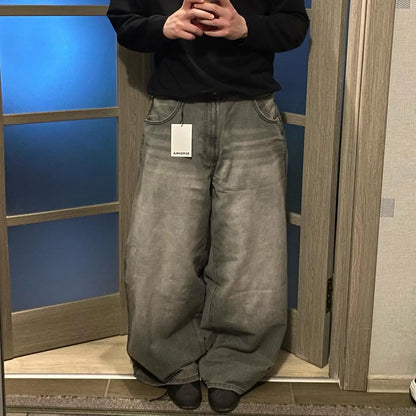 American New Fashion Patch Baggy Casual Jeans For Men And Women Y2K High Street Harajuku High Waist Wide Leg Denim Trousers