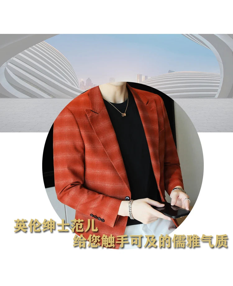 2024 New High-end Men's Two-button Suit Fashion Matching Handsome Casual Dating Slim Suit Single West Coat  Gucci Blazer Men