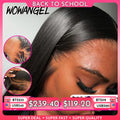 WowAngel 250% Upgraded 13x6 HD Lace Full Frontal Wigs Glueless Straight Human Hair Wigs Pre Plucked Natural Scalp Brazilian Hair