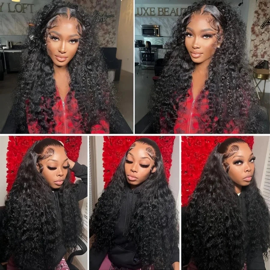 200% Deep Wave Lace Front Wig Human Hair 13X4 HD Transparent Curly Lace Front Wig Human Hair Wig Brazilian Pre Plucked