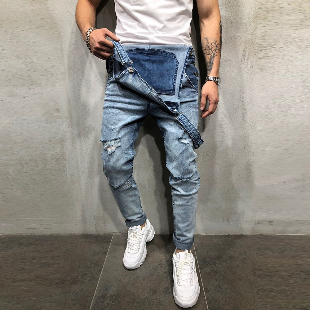 Mens Summer Solid Denim Overalls Jumpsuit Dungaree Suspender and Brace Bibs Pants Jumpsuit Trousers S-3XL For Free Shipping 2023