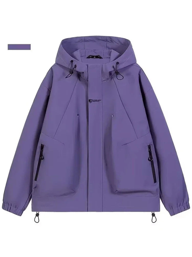 New Men's Outdoor Hooded Windbreaker Jacket Autumn Waterproof Hiking Bomber Jackets Women Trekking Softshell Coats