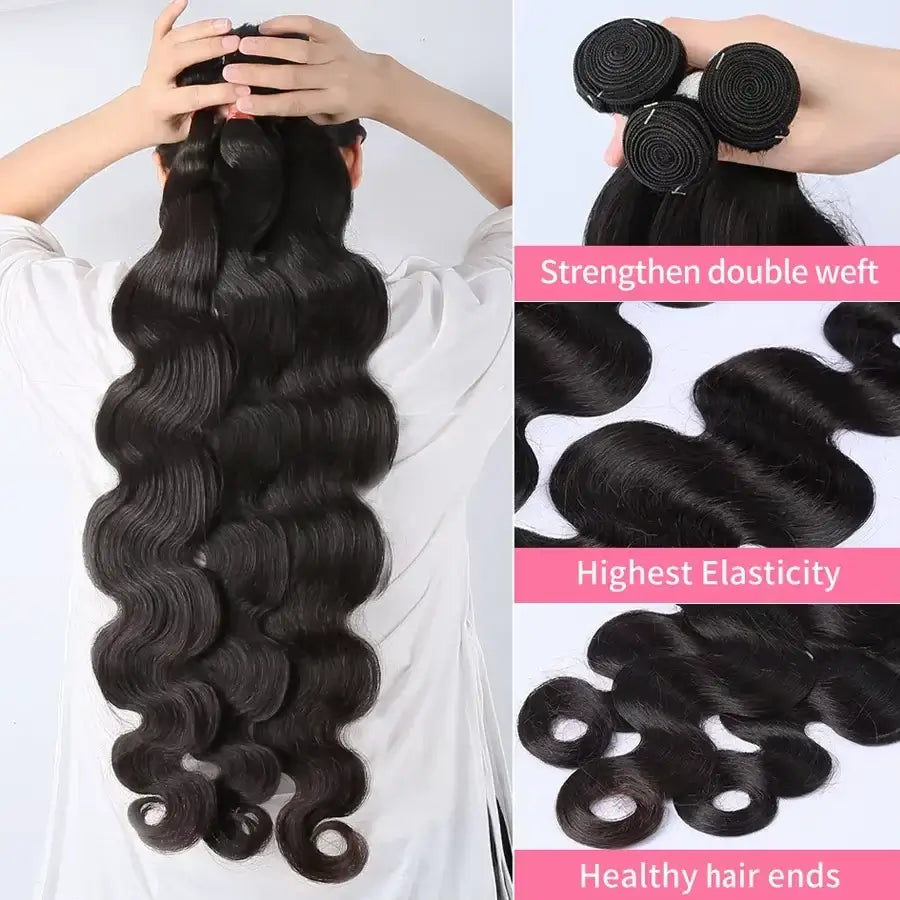 Rohe Echthaarbündel 28 30 Zoll Brasilianische Haar-Weave-Bündel Body Wave Einnäh-Remy-Haarverlängerungen 3 4 Bündel unbehandeltes Haar Tressen