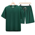 T Shirt Men Set Shorts Suit Oversize 6XL 7XL 8XL Plus Size Quick Dry Silk Short Sleeve Summer T-shirts Fashion Sportswear Loose