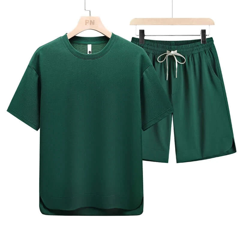 Herren T-Shirt Set Shorts Anzug Übergröße 6XL 7XL 8XL Plus Size Schnell Trocknend Seide Kurzarm Sommer T-Shirts Mode Sportbekleidung Locker
