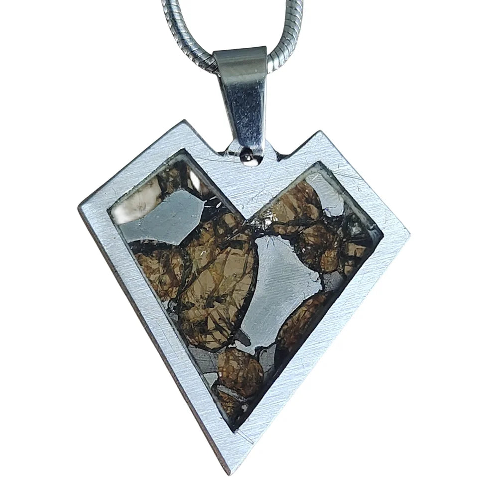 Brenham Olive Meteorite Pendant Olive Meteorite Necklace Natural Meteorite Material Jewelry - QB177