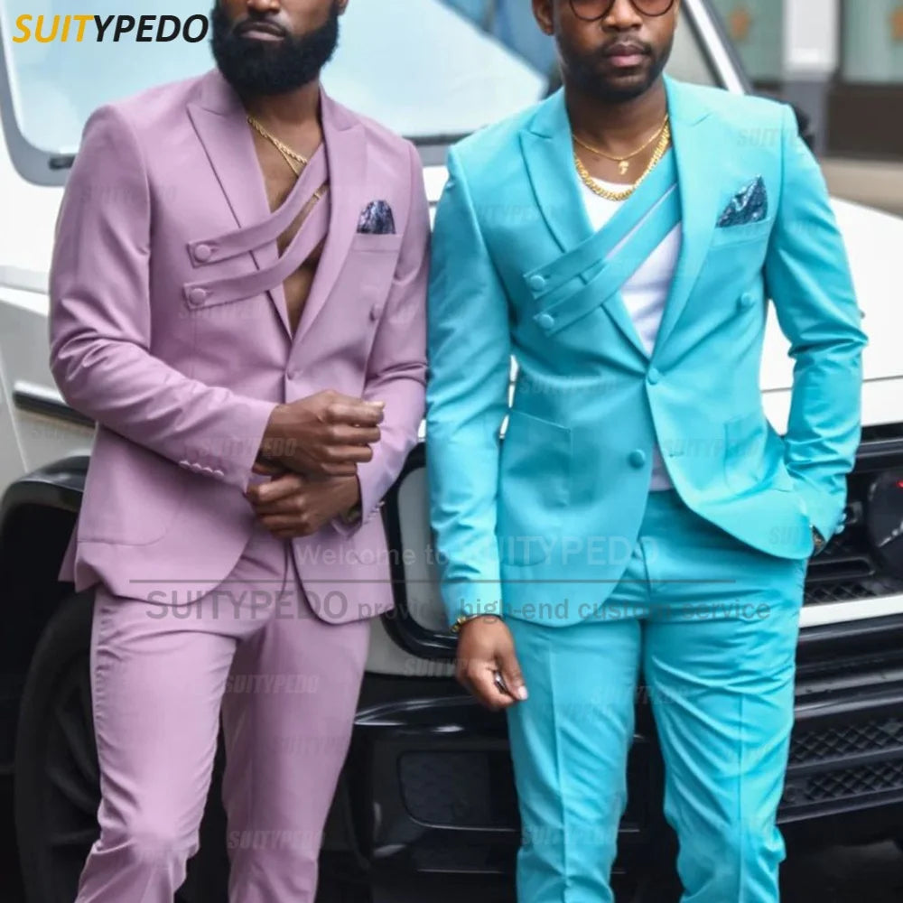 2026 New Suit Sets For Men Evening Dinner High Quality Blazer Pants 2 Pieces Birthday Banquet Tailor-made Male Slim Fit Tuxedos