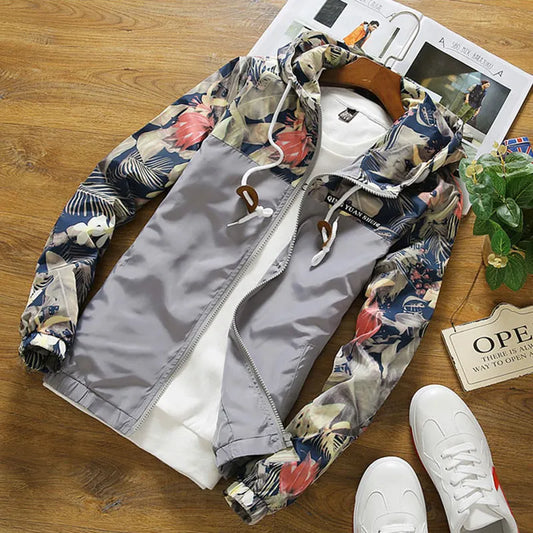 Autumn And Winter Men's Camouflage Sports Jacket Jacket Color Contrast Patchwork Cardigan Hooded Sweatshirt