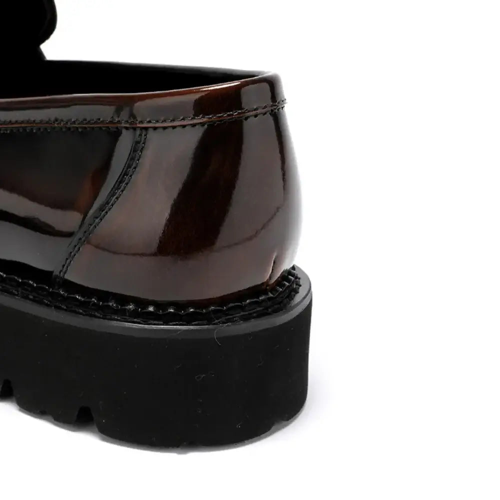 Herren-Loafer aus echtem Leder mit Absatzerhöhung, Sommer, glänzendes Finish, britischer Stil, dicke Sohle, Business-Freizeit-Schuhe