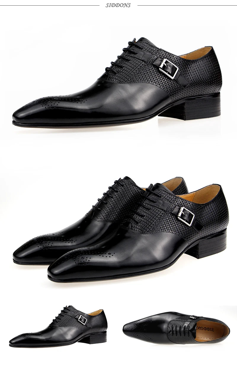 Herren Anzugschuhe aus echtem Leder, modische Business-Schuhe, Herren Hochzeitsschuhe, Loafer, Webmuster, Schnürung, tägliche Brogue-Schuhe
