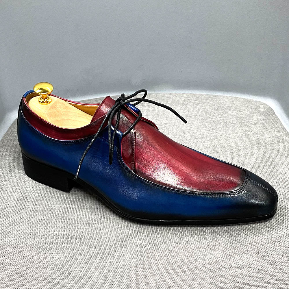 Mens Oxford Shoes Vintage Derby Design Genuine Cow Leather Dress Shoes Formal Business Office Lace-Up Wedding Shoes for Men
