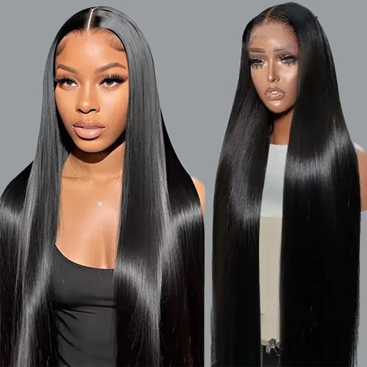 13x6 HD Transparent Bone Straight Lace Frontal Perücken 5x5 Glueless Wear and Go Echthaarperücke 220 Dichte für Frauen 30 40 Zoll