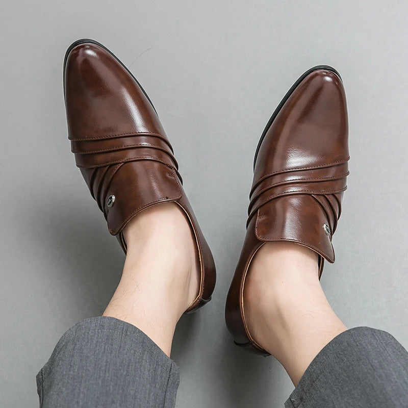High-End Marke Herren Business Schnürschuhe Leder Erhöhte Höhe Britische Schuhe Herren Spitz zulaufende Zehe Schuhe Hochzeit Stiefel Größe:37-46