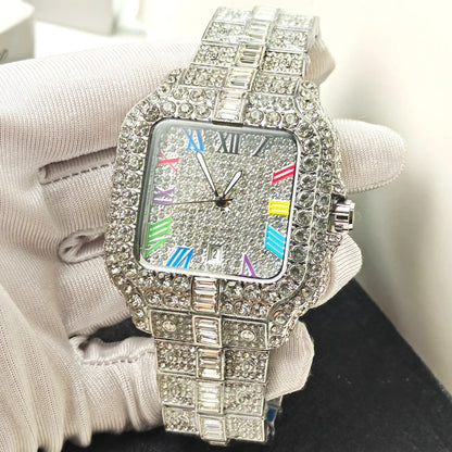 NO logo Hot Fashion Full Diamond Watch Men Brand Hip Hop Iced Out Bling Square Quartz Wristwatch For Man Jewelry Dropshipping