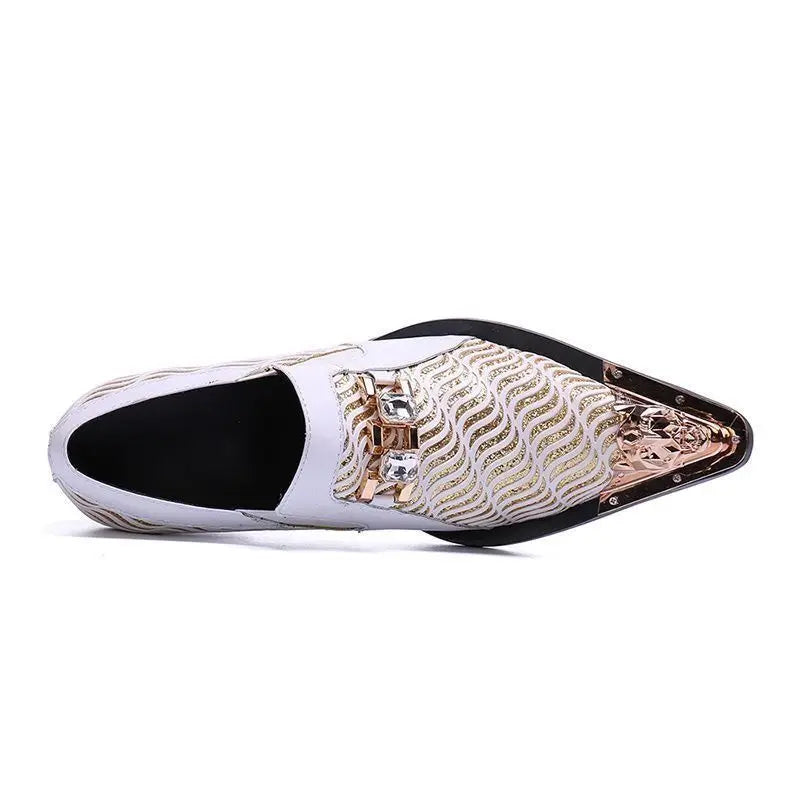 Italienischer Stil Herren Business Schuhe Schwarz Metall Spitz Zehen Schlangenmuster Echtes Leder Schuhe Party Schuhe Herren Flach