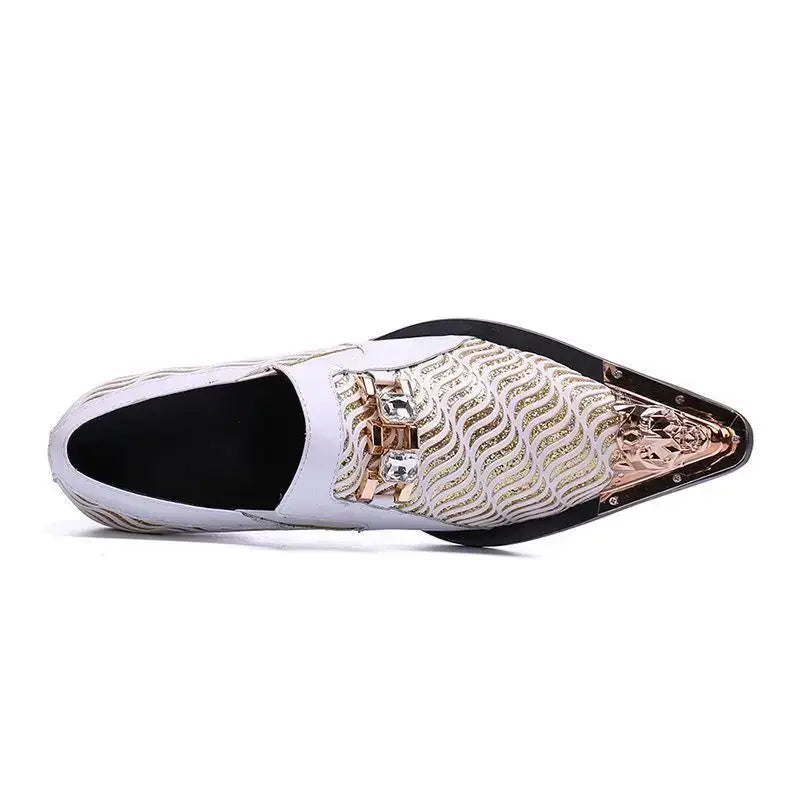 Luxusmarke Herrenschuhe Glitzer Gold italienische Hochzeitsschuhe Herren Leder Spitz Zehe Anzugschuhe Übergröße Herrenschuhe
