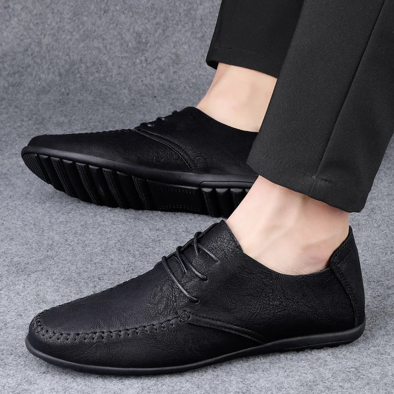 Leder Herrenschuhe Mode Formelle Herrenschuhe Mokassins Italienische Atmungsaktive Herren Loafer Schwarz Übergröße 38-47