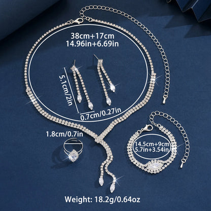 Simple and atmospheric sparkling necklace, earrings, bracelet, three piece set suitable for photography, bridal dress matching