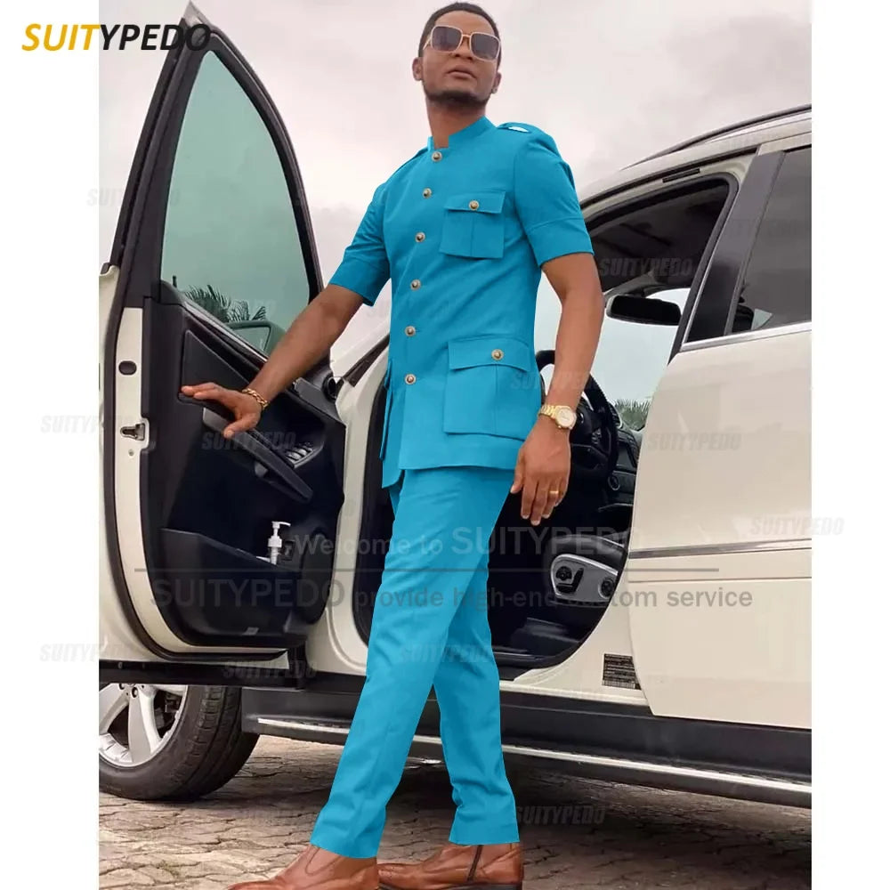 Fashion Suit Sets For Men Business Casual Single Breasted Tailor-made Daily Slim Fit Blazer And Pants 2 Pieces Male Texudos