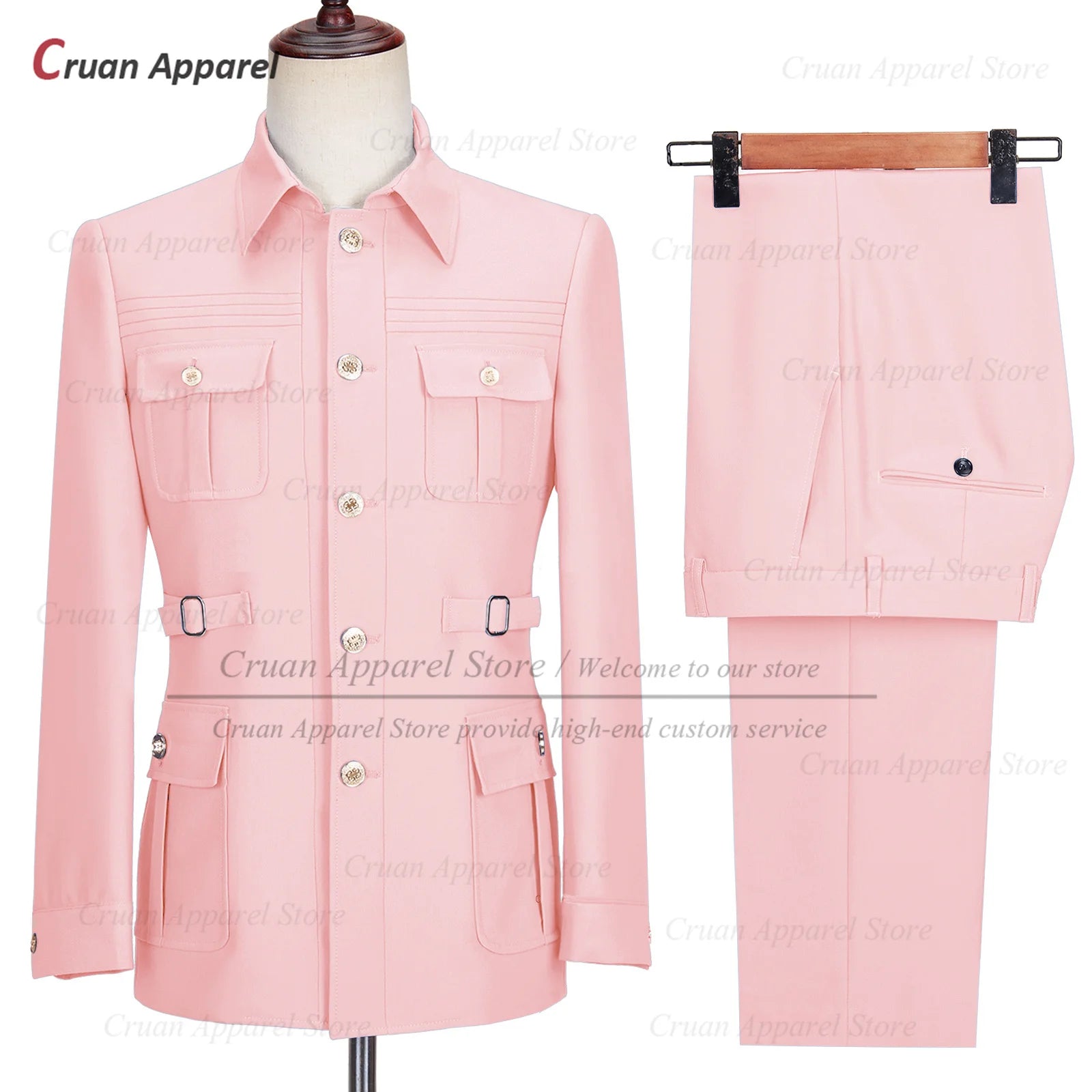 Fashion Men Suit Sets Costumes Formal Chinese Tunic Suit Blazer Pants 2 Pieces Tailor-made Wedding Business Prom Slim Fit Tuxedo