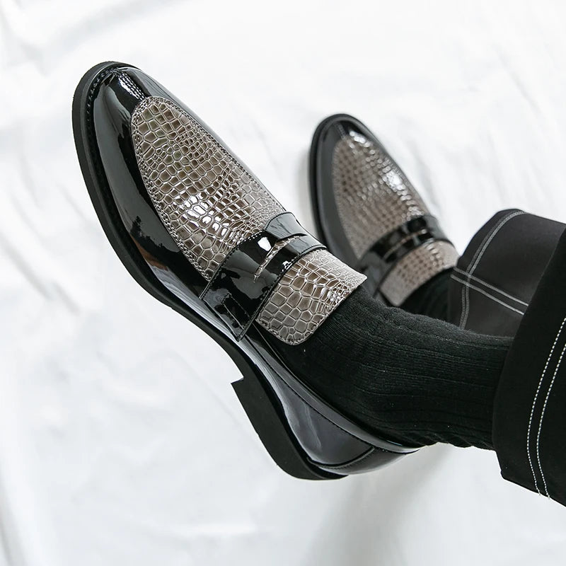 Slipper Schuhe Herren Color Blocked Business Freizeit Mode Rundkopf Formelle Hochzeitsschuhe